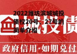 2022潍坊滨城城投债权20号、27号的简单介绍