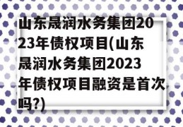 山东晟润水务集团2023年债权项目(山东晟润水务集团2023年债权项目融资是首次吗?)