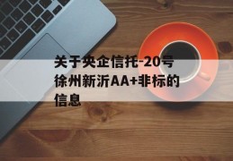 关于央企信托-20号徐州新沂AA+非标的信息