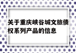 关于重庆峡谷城文旅债权系列产品的信息