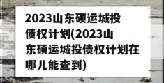 2023山东硕运城投债权计划(2023山东硕运城投债权计划在哪儿能查到)