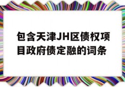 包含天津JH区债权项目政府债定融的词条
