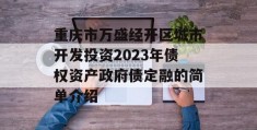 重庆市万盛经开区城市开发投资2023年债权资产政府债定融的简单介绍