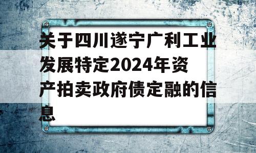 关于四川遂宁广利工业发展特定2024年资产拍卖政府债定融的信息