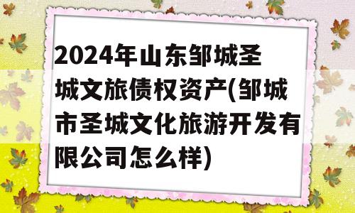 2024年山东邹城圣城文旅债权资产(邹城市圣城文化旅游开发有限公司怎么样)