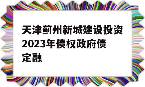 天津蓟州新城建设投资2023年债权政府债定融